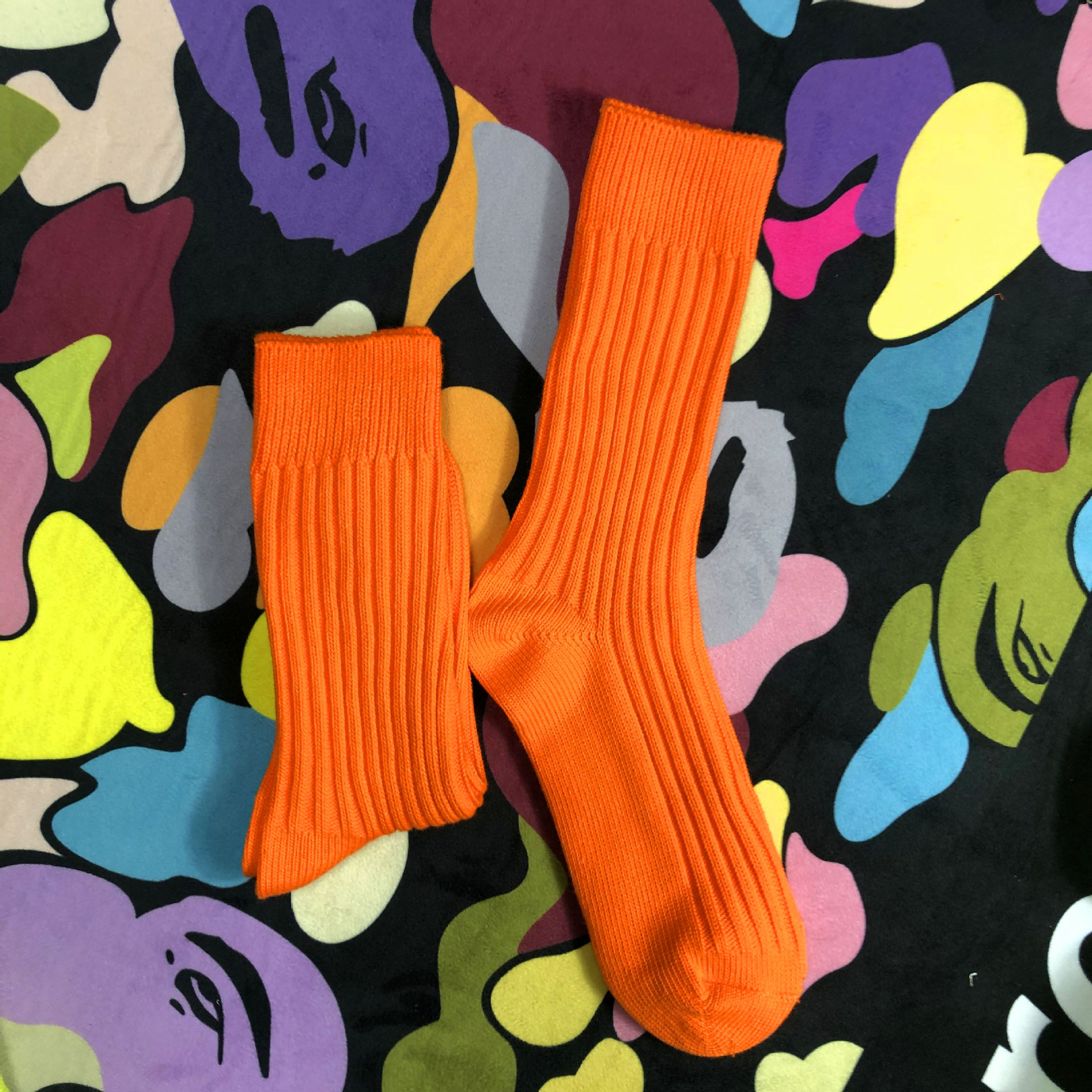 Pure Madness Tide Brand Fall And Winter Fashion Wind Cotton Socks Port Shawn Fluorescent Green Socks Male Wild